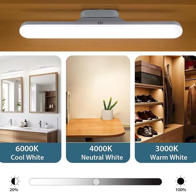 Image of Rechargeable LED Light Bar with Magnetic Mount, Touch Control, Dimmable Brightness and Adjustable Light Modes, USB Charging Lamp for Cabinet, Makeup, Car, Bedroom and Reading, 30 cm