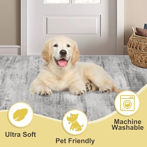 COMSLE Door Mat, Front Door Mat Indoor for Entrance Faux Wool Absorbent Non Slip Modern Throw Rug for Entryway Bedroom Muddy Paws - Pet Friendly, 36x60 Inches,Linear Gray Machine Washable by COMSLE - Image 4