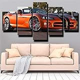 YUANJUN Pegatinas De Pared 5 Unidades Lienzo Pintura Lienzo Cuadro Pintura Habitación Decoración Impresión Cartel Arte De La Pared Coche Deportivo Orange Venom Srt-10