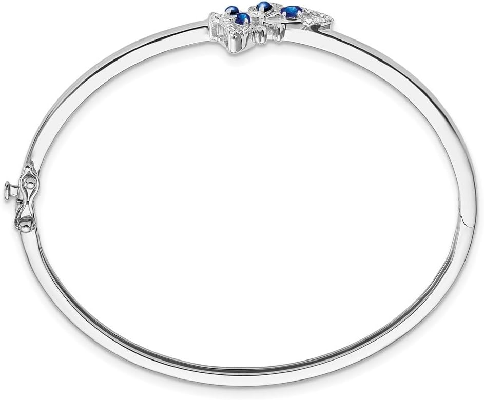 Diamond2Deal 14k White Gold Gemstone and Diamond Butterfly Bangle Bracelet