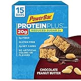 PowerBar Protein Plus Reduced Sugar Bar, Chocolate Peanut Butter, 2.12 oz Bar, (15 Count)