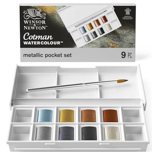 Winsor & Newton Acuarela Cotman Metallics - Set de 8 medio godets con colores metálicos