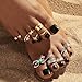 Acruccen 27 Pcs Open Toe Rings Set for Women Adjustable Vintage Retro Toe Ring Summer Beach Foot Jewelry Boho Knuckle Finger Tail Rings