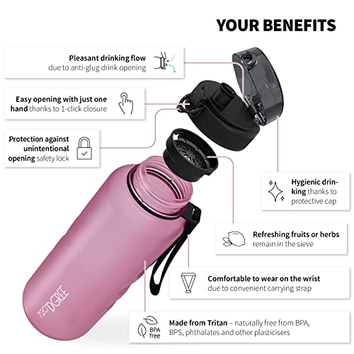 Image of 720A DGREE Water Bottle - 1.5 l SoftTouch + Sieve - BPA-Free Tritan, Leak-proof, Reusable Drinking Bottle - Sports Bottle for Gym, Fitness, Outing, Travel, School, Office