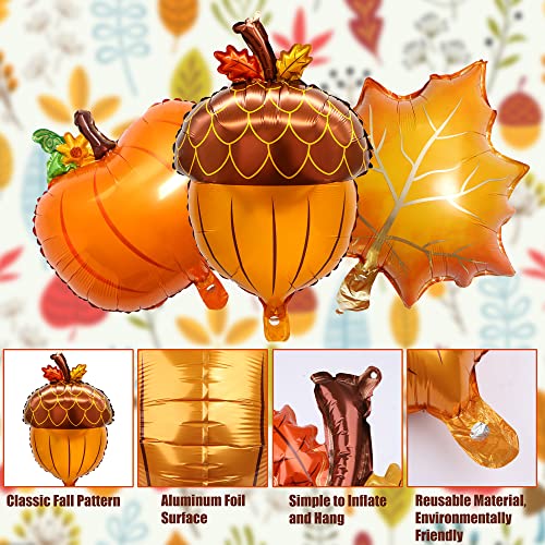 Set Of 12 Fall Foil Balloons Thanksgiving Party Balloons Large Pumpkin Leaf Balloons Orange Decorative Balloon With Ribbons For Autumn Harvest Birthday Party Favors Home Decor #TOP3