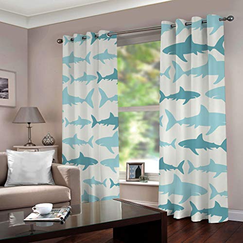 Tenture isolation lumière anti-UV haut de gamme motif requin