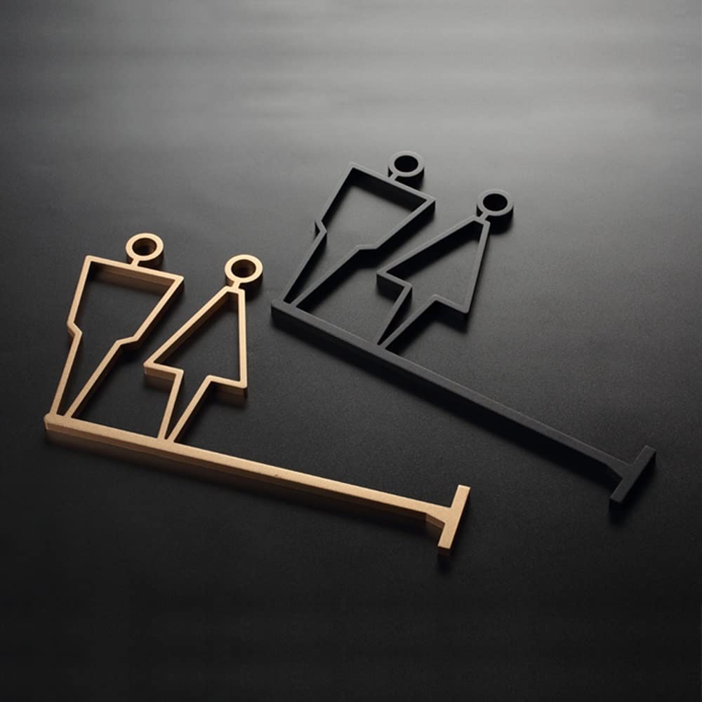 Letrero De Puerta De WC De Metal Colgado Lateralmente, 20.7x32 Cm / 8.1X12.6 Pulgadas Letrero De Baño Masculino Y Femenino Letrero De Baño De Hotel Letrero De Baño Letrero De Guía De Logotipo De Baño