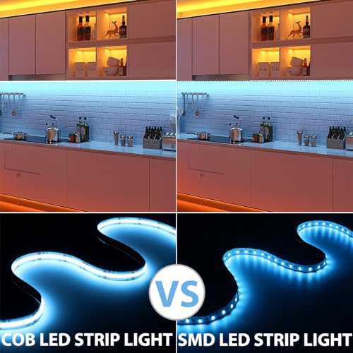 Arotelicht COB LED Streifen RGB+WW/CW 5M 24V, RGB CCT LED Strip Kit 840LEDs/M, 6pin dimmbar Lichterkette mit WIFI Controller und Netzteil Multicolor IP20 für Küche Home DIY Dekoration