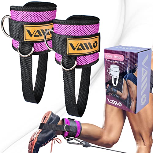 VAIIO Ankle Straps for Cable Machines,Adjustable Comfort fit Neoprene, Reinforce Double D-Ring -...
