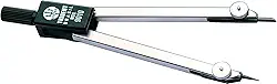 Compasso Técnico Compacto Para Grafite e Ponta Seca, Trident, 9010, Cromo Fosco, Traça Circunferências de Até 32 cm