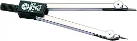 Compasso Técnico Compacto Para Grafite e Ponta Seca, Trident, 9010, Cromo Fosco, Traça Circunferências de Até 32 cm