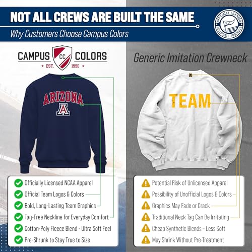 Image of NCAA College Sweatshirt Fleece Crewneck Pullover for Men and Women | Officially licensed NCAA college gameday crewneck pullover - 9 oz fleece lined sweatshirt with arch and logo design