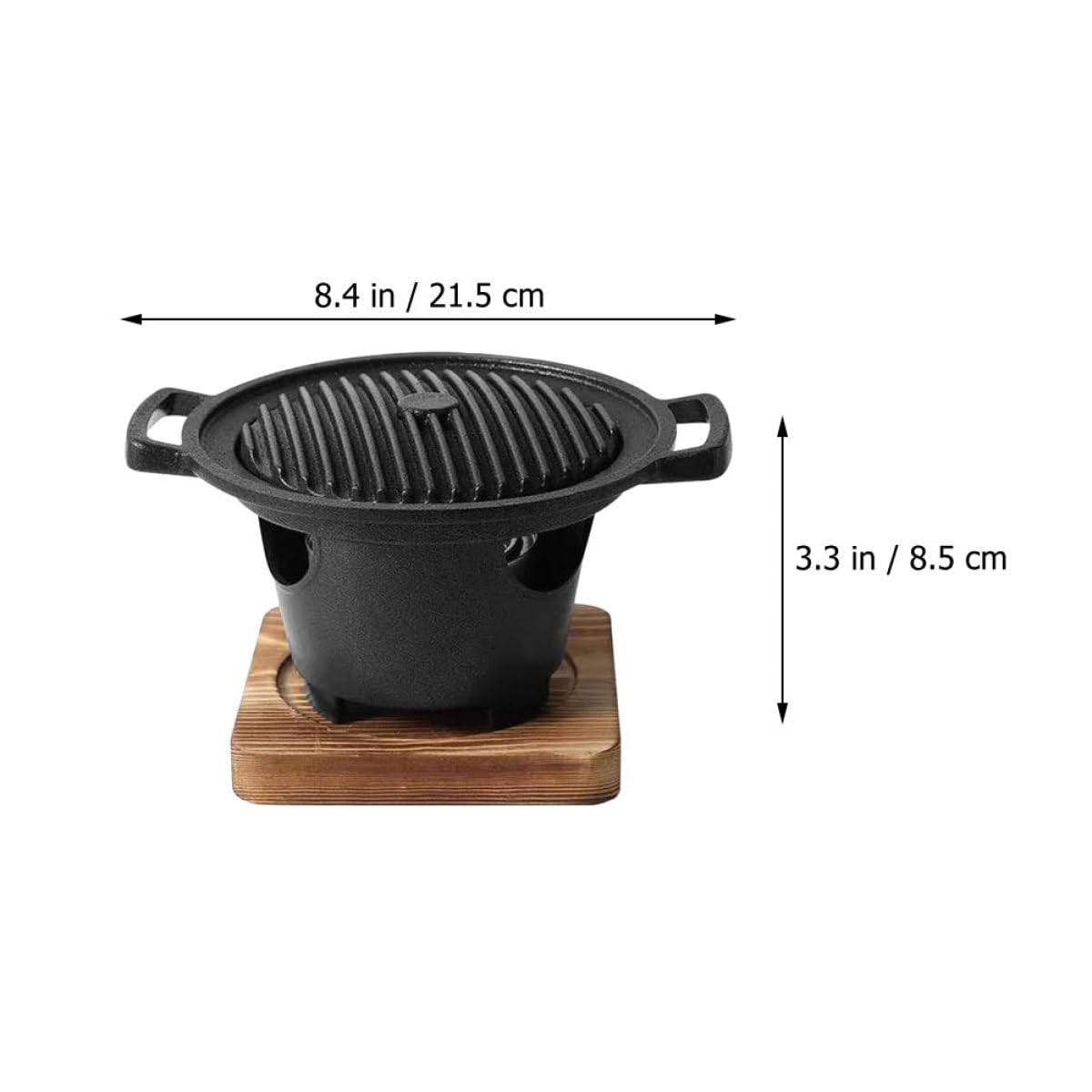 Wewnętrzny grill bezdymny piec na węgiel drzewny z koreańską patelnią grillową i mini stojakiem do grillowania – kompaktowy system gotowania na drewnianej podstawie do spotkań rodzinnych