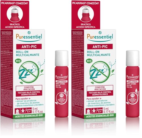 Puressentiel - Anti-Pic- Roll-on Multicalmante con AE BIO - Alivia las picaduras con efecto inmediato y duradero - Insectos, medusas, plantas - 99,5% de origen natural - 5 ml (Paquete de 2)
