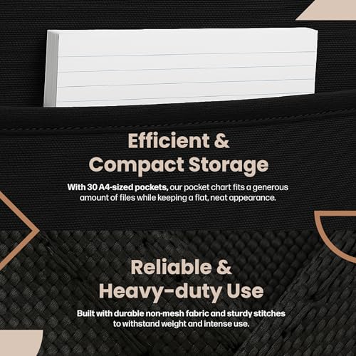 image for Hippo Creation Heavy Duty Storage Pocket Chart for Classroom, 30 Pocke