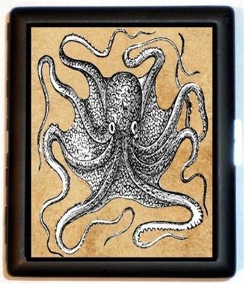 Vintage Octopus Victorian Nautical ID Cigarette Case