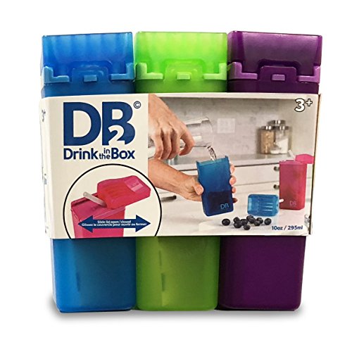 Precidio Design Drink in the Box Eco-Friendly Reusable Drink and Juice Box Container (10oz, 3-Pack)