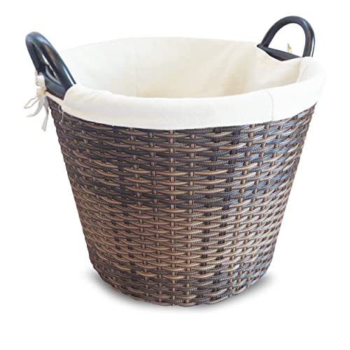 HABAU Feuerholzkorb mit waschbarem Stoffeinsatz, Holzkorb aus extrem...