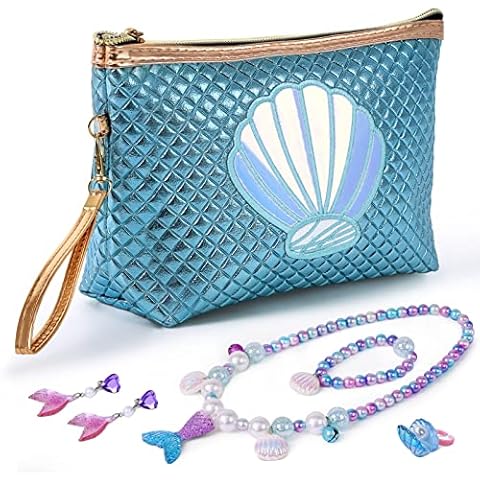 Heyzeibo Girls Purse, Toddler Purse with Dress Up & Jewelry Pretend Play Toys for Kids, Large Capacity Pencil Case for School Teen Girl Boy Cover