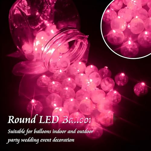 Image of 50Pcs Balloon Lights Mini Led Lights Round Long Standby Time Multicolor Ball Lamps Paper Lantern Balloon Liamps for Birthday Party Christmas Halloween Decoration Pink