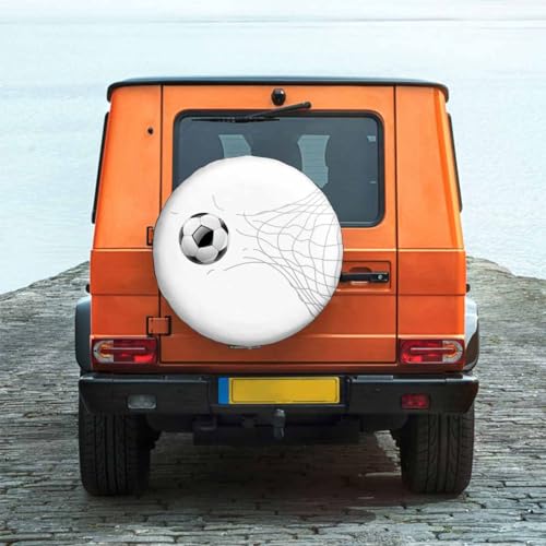 Image of Football Spare Tire Cover Football Passing Through Net Isolated Polyester Universal Wheel Tire Cover for Trailer Camping Weatherproof for Rv SUV Truck Camper Travel 15 inch