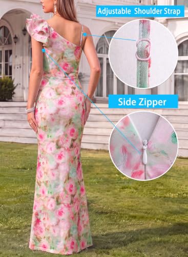 Image of VFSHOW Womens Ruffle One Shoulder Formal Prom Gala Maxi Dress Evening Gown