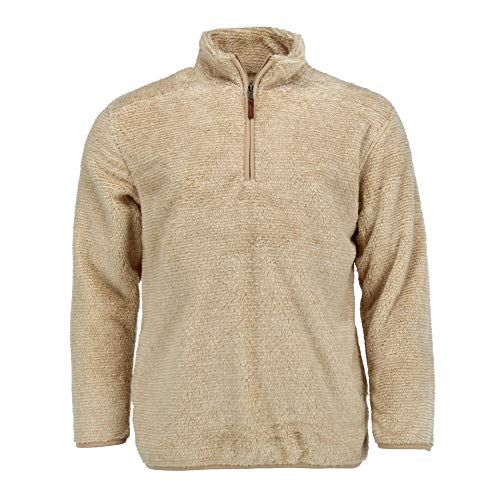 boxercraft Men's Fuzzy Fleece Quarter Zip Pullover, Large, Camel