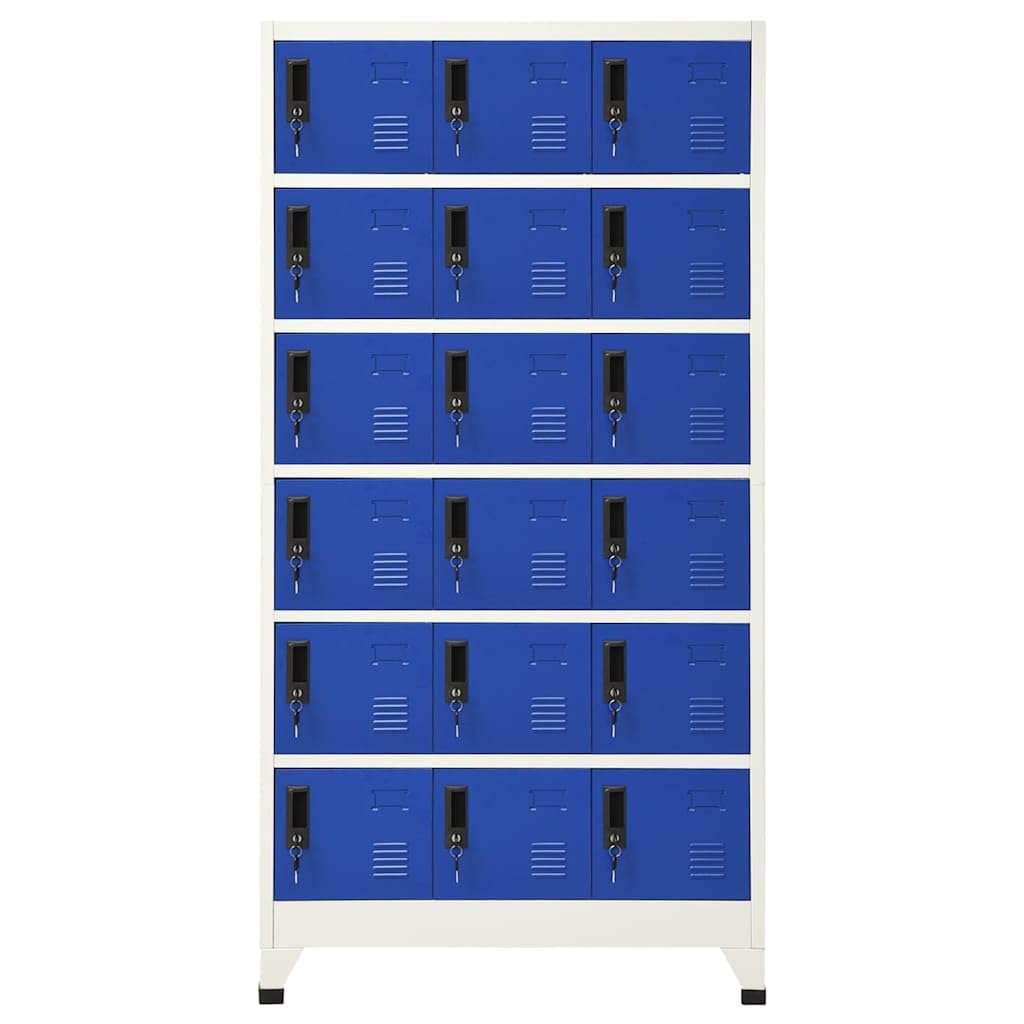 Armoire de Rangement en Acier Verrouillable Grise et Bleue 90 x 40 x 180 cm