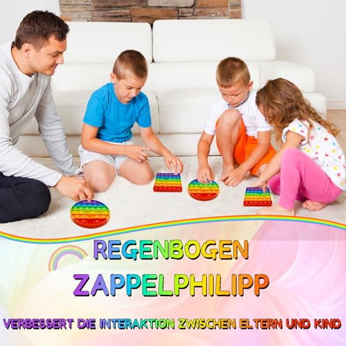 4 Stück Push POP BubbleToy Set - Bubble Popet Antistress Spielzeug,Sensorisches lindert Autismusangst,Antistress Spielzeug Regenbogen für Kinder und Erwachsene (Fidget-Rainbow-Circle)