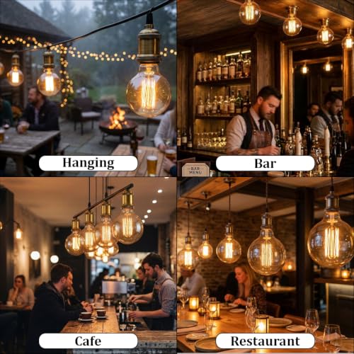 Image of fizzytech G80 LED Edison Globe Bulb, Super Bright Warm White Light (3500K), E26 /E27 Standard Base, Clear Glass Decorative Lamp for Home, Bedroom, Living Room & Cafe - Pack of 1