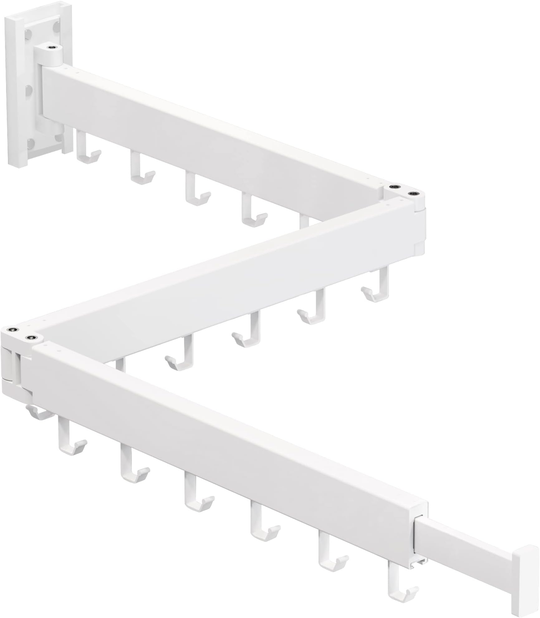 Clothes Drying Rack,Laundry Drying rack,Wall Mounted Clothes Rack,Clothes Hanging Rack,Laundry Rack Wall Mount,Folding Retractable Collapsible Drying Rack Clothing (Three-Poles,J Hooks,White)