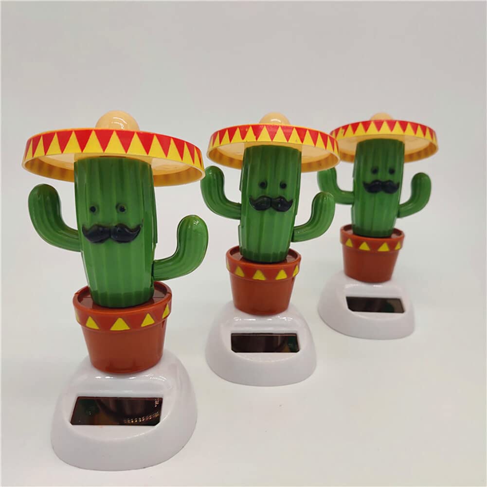 LICHENGTAI Bambola Hawaiana a Energia Solare Giocattolo, Bambola del Cruscotto della Pianta di Cactus ad Energia Solare, Carine Pianta di Cactus Bobbleheads Statuetta per Auto Decorazione