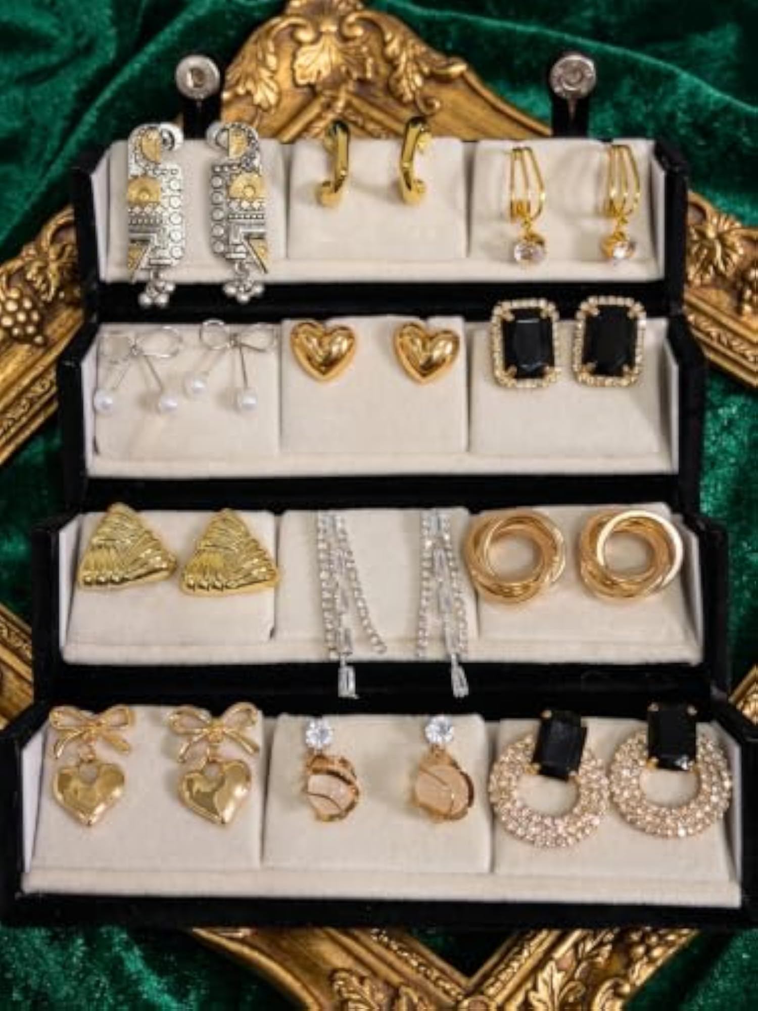 Gold Plated Korean Stud Earrings Set for Women, 12 Pairs