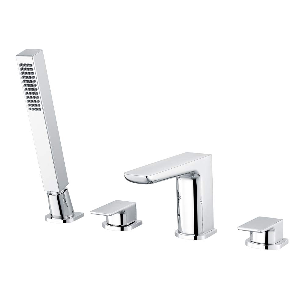 JT Pickfords | HYD316 Hydro Chrome Deck Mounted 4 Tap Hole Bath Shower Mixer Tap & Shower Kit