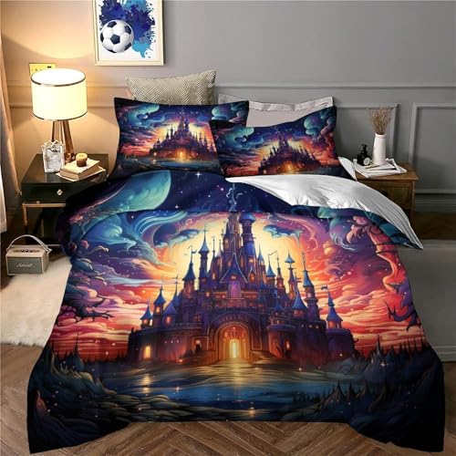 Housse de couette hypoallergénique microfibre douce Château 3D - 6