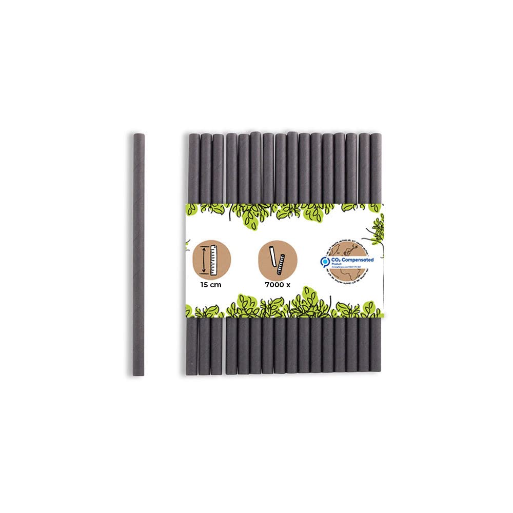 BIOZOYG Cannucce di carta da 15cm cannuccia 7mm Ø I Cannuccia biodegradabile I Cannucce nere I Cannucce da festa per cocktail I Cannucce di carta 7000 pezzi