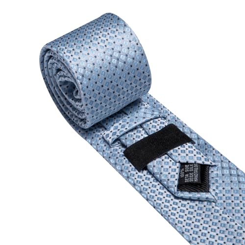 Image of YOHOWA Men Plaid /Striped Ties Set Silk Business Wedding Formal Fashion Necktie and Pocket Square Cufflinks Set