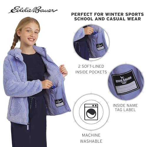 Image of Eddie Bauer Girls' Quest Plush High Pile Faux Sherpa Hooded Jacket