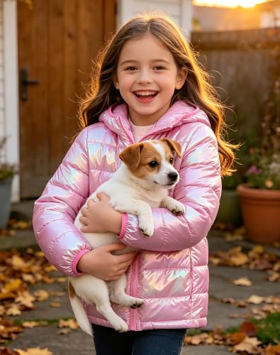 Image of Lovekider Girls Winter Coat Shiny Gradient Lightweight Puffer Jacket 4-12Y