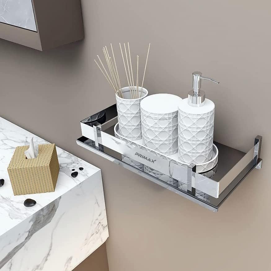 Image of Plantex (Primax) Stainless Steel Bathroom Shelf Rack /Bathroom Organizer /Wall Shelf for Bathroom Accessories Set /Kitchen Stand /Kitchen Shelves & Racks - Chrome (12x5 Inch)
