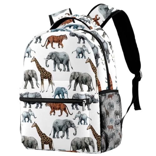 Sac à dos d'école animaux de la jungle multicolore pour ados