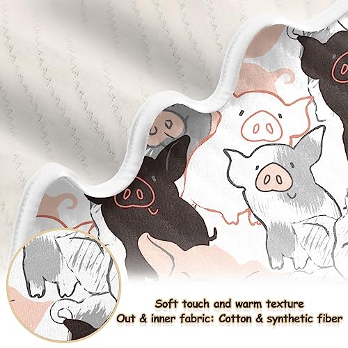 Image of Swaddle Blanket for Black and Pink Pigs Baby Receiving Blanket Muslin Baby Swaddles Soft Cotton Breathable Nursery Blankets for Unisex Boys and Girls 30x40 Inch