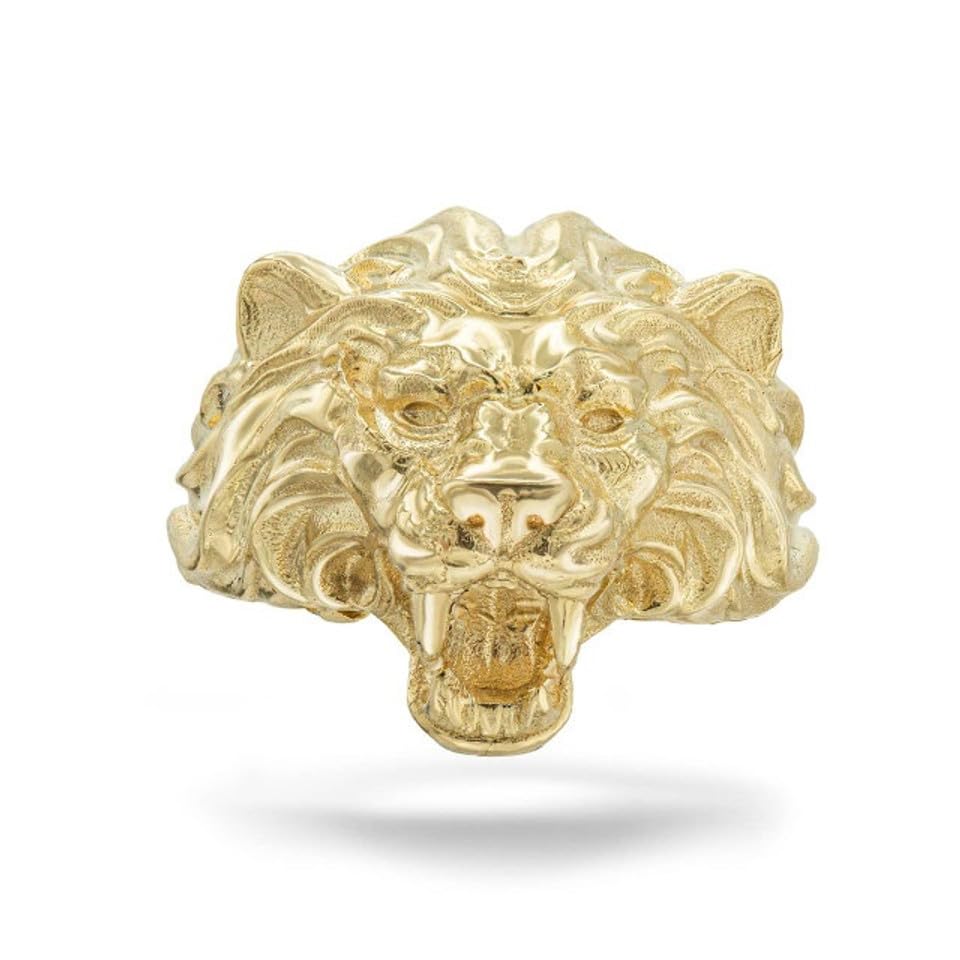 Claddagh Gold 10K and 14K Gold Roaring Lion King of the Jungle Ring Available in Yellow, Rose and White Gold with multiple ring sizes
