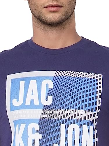 Image of JACK & JONES Men's Printed Slim Fit Crew Neck T-Shirt