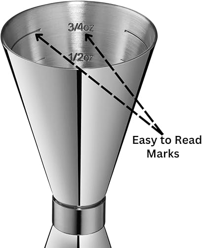 Miniatura 2 de Jigger japonés doble jigger 2oz 1oz cóctel jigger con medidas en el interior para obtener vertidos precisos, plata, 5 pulgadas