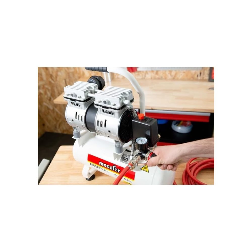Mecafer 425513 Compresseur Silencieux 59 dB 6L/0,75HP/8 bar