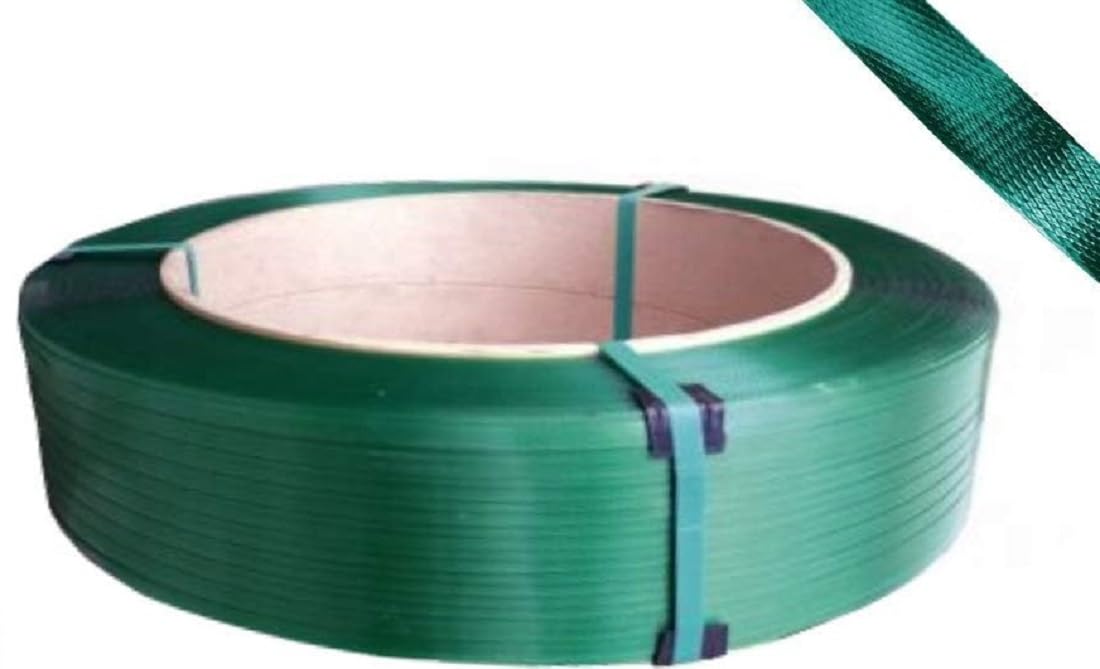 ROTOLO REGGETTA REGGIA VERDE POLIESTERE A SUPERFICIE ZIGRINATA DA 15 mm 1750 m 0,7 mm ALTA RESISTENZA TERMOSALDANTE
