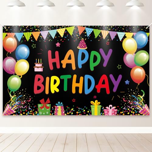 PartyYaa Decorazioni di Banner di Compleanno, Banner di Sfondo di Buon Compleanno per Bambini, Decorazione di Sfondo Cabina Foto di Festa Extra Ampio Poster Pannello per Ragazze