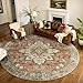 RELEANY Area Rugs 8ft Washable Non-Slip, Floral Vintage Distress Print Pattern Medallion Carpet for Living Room Bedroom Dining Room, Brick Red Rust Neutral Brown Burnt Orange