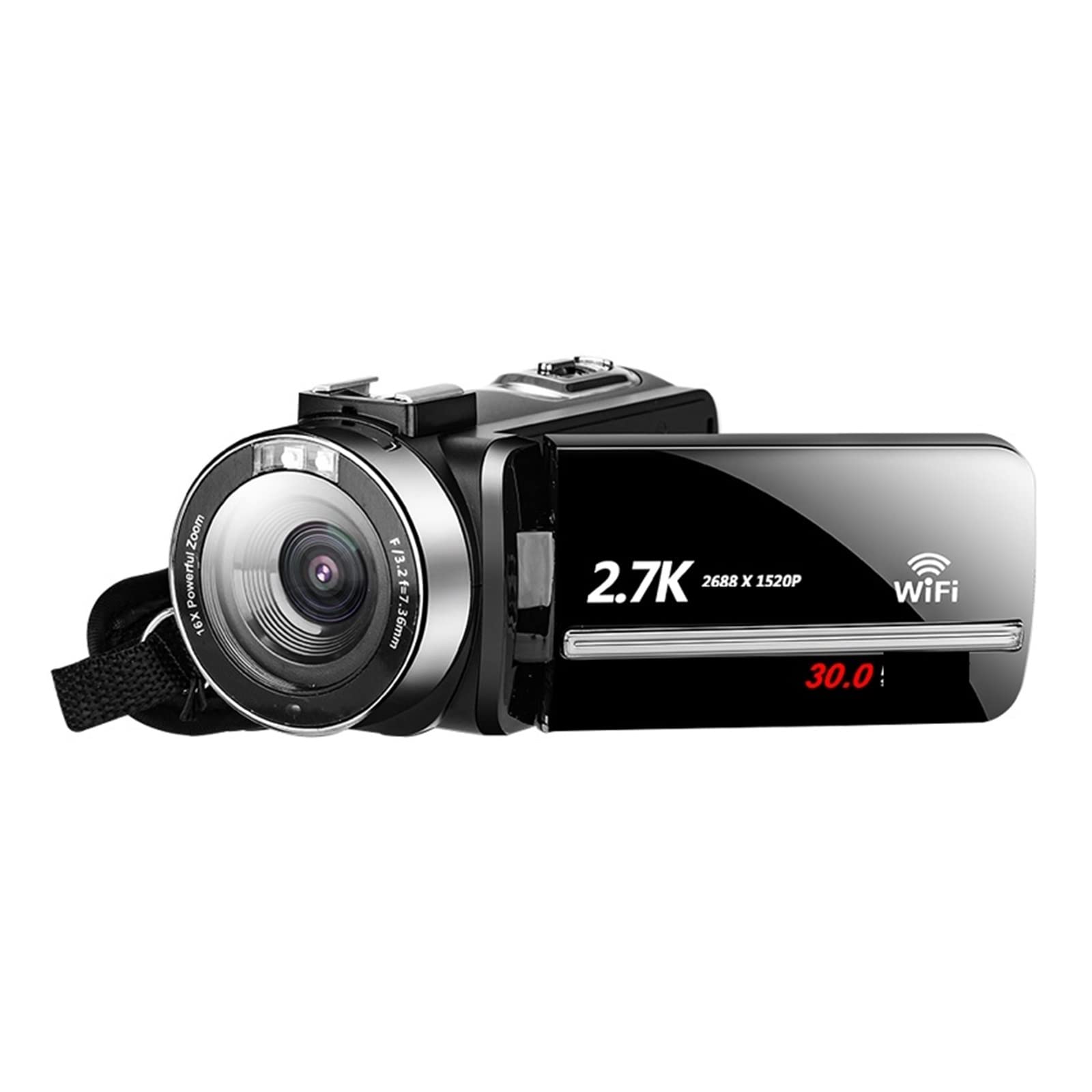 CVFRDD 2 PCS 2.7K Video Camera Digital Camcorder 3.0 Inch Touch Screen 30MP 16X Digital Zoom Support Camera FHD Video Camcorder(Standard)